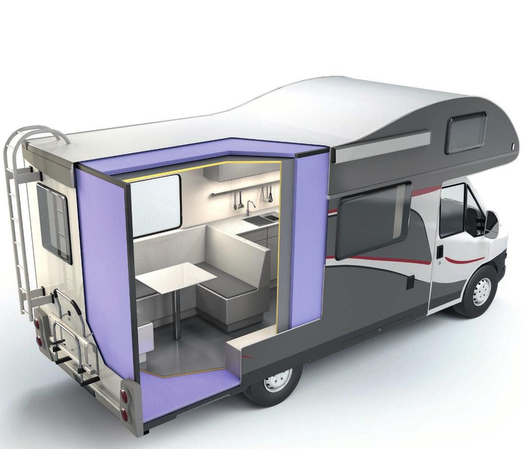 Moisture-resistant highperformance insulating core Board width up to 1200 mm Motorhomes A perfect fit. On any continent.