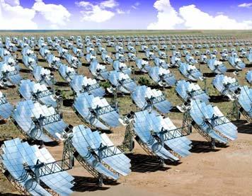 Dish/Engine Heat-driven engine/generator (usually Stirling) at focal point of mirrored dish. Highly modular (25kW/unit); opportunities for economies of production.
