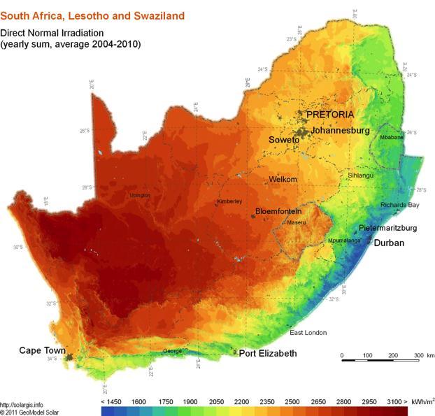 South African Direct Normal Irradiance DNI: Direct Normal
