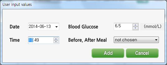 8.7 Manual input Please use it when you need to input blood glucose data from another BGM to our program with current ID.