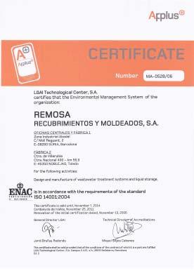 COMPANY FILE THE WATER LEADER CONCERN FOR THE ENVIRONMENT Through its work, REMOSA promotes the environment, both in-house and in society as a whole.