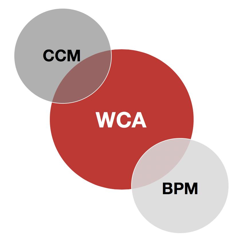 Forms software Workflow software Document generation or customer communications management (CCM) Figure 1: WCA combines traditional categories of BPM and customer communications management (CCM) into