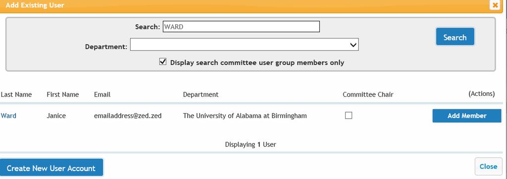 Either option allows you to designate the Search Committee Chair. You will provide demographic information for Search Committee Members in the next step. 8.