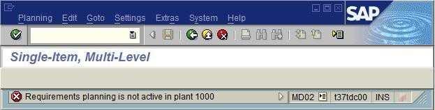 : QUESTION 64 When testing requirements planning in plant 1000, you receive the error message displayed below. Large numbers of materials are already available in plant 1000.