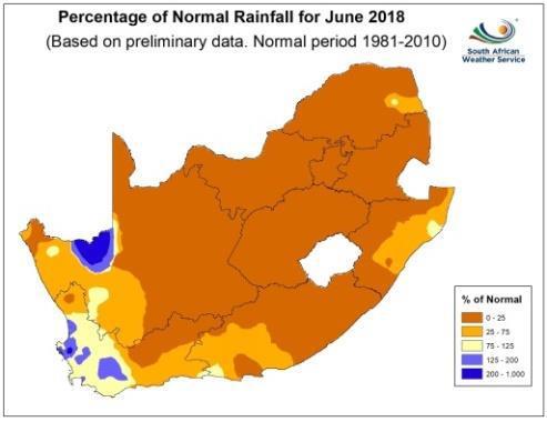 2. WEATHER ADVISORY ON THE 217/218 SUMMER SEASON, July 218 Figure 1 Figure 2 Figure 3 Figure 4 In June, rainfall received was below normal rainfall over most parts of the