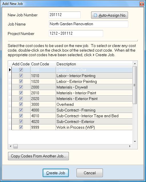 Adding a Job To add a new job, click following: >New. The system will prompt you for the New Job Number: Enter the new job number. The system maintains all job numbers as six digit numbers.