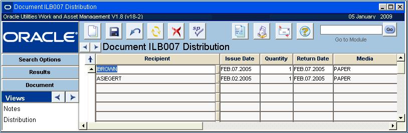 Document Control Views The module includes the following views: Distribution The Distribution view supplements the Document Control module by providing you with a way to track distribution of