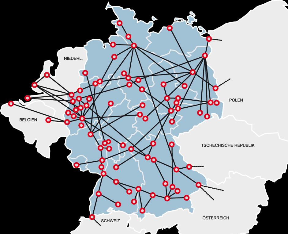 Germany's largest private railway operator Long-distance rail network Bremerhaven Hamburg Rostock Szczecin Gumience/Poland From Stendell to Poland