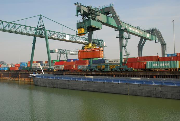 One of the largest inland ports in Europe Port logistics Seven public Rhine ports in Neuss, Düsseldorf