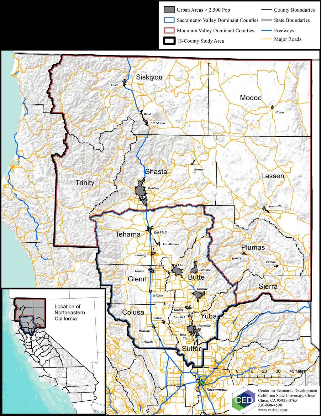 Figure 1: Northeastern California Agriculture Profile Study Area Map Northeastern California Agriculture Profile Study Area Map Siskiyou Yreka Urban Areas > 2,500 Pop County