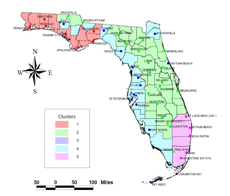 ZONE MAP DESIGNATED METEOROLOGICAL REGIONS (ZONES) IN FLORIDA Stormwater BMP Treatment Trains [BMPTRAINS ] PROBLEM MEAN ANNUAL RAINFALL MAP SOLUTION INTRODUCTION PAGE June 2007 by Harvey H.