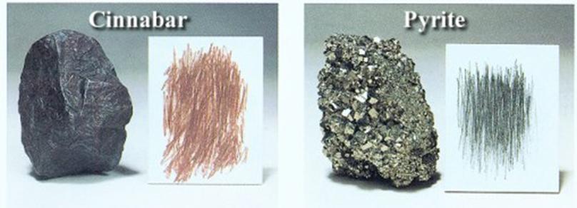 2) Streak: A mineral s Streak is the powder that a mineral leaves behind
