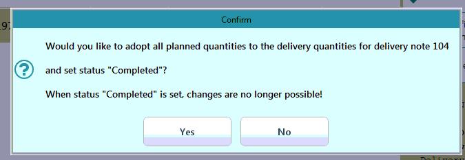 3. A message box will appear -> select YES Each IBT will have a number unique to it and will only show on the POS of the store it is intended for Complete