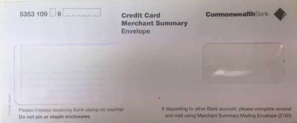 Fill in your Merchant Summary Card number at the top of the Credit