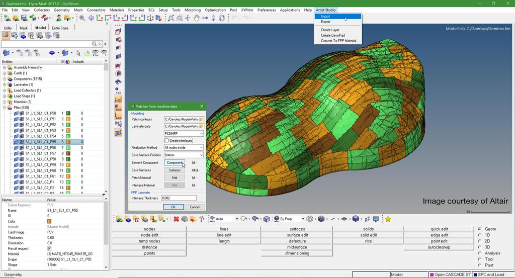Plug-in for commercial FE software Plug-in Enabling for HyperMesh FE analysis on sublayer & patch level,