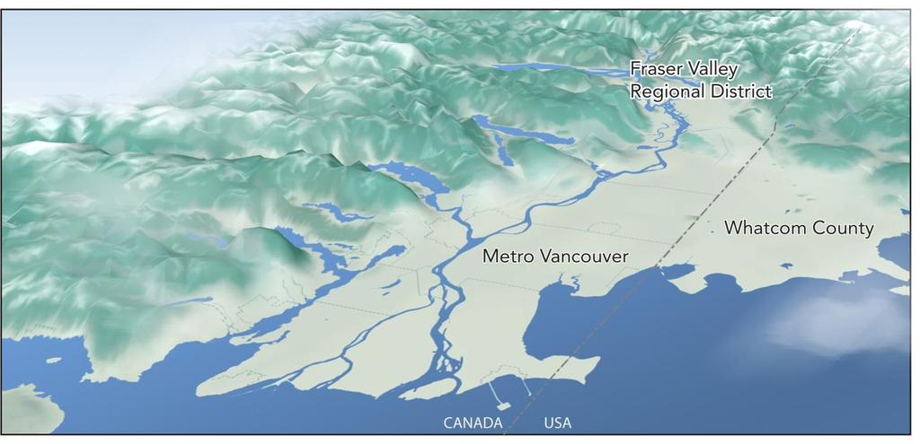Figure 2. Lower Fraser Valley Air Zone At times, air quality in the LFV is influenced by exceptional events and transboundary influences.