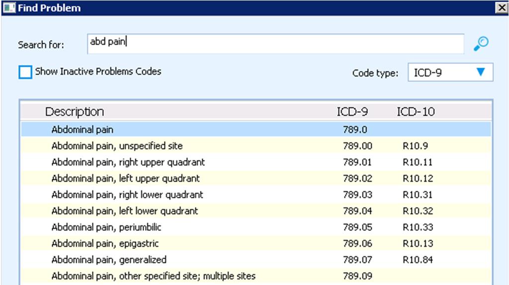 ICD descriptions will display when the user hovers the mouse over a code - Will