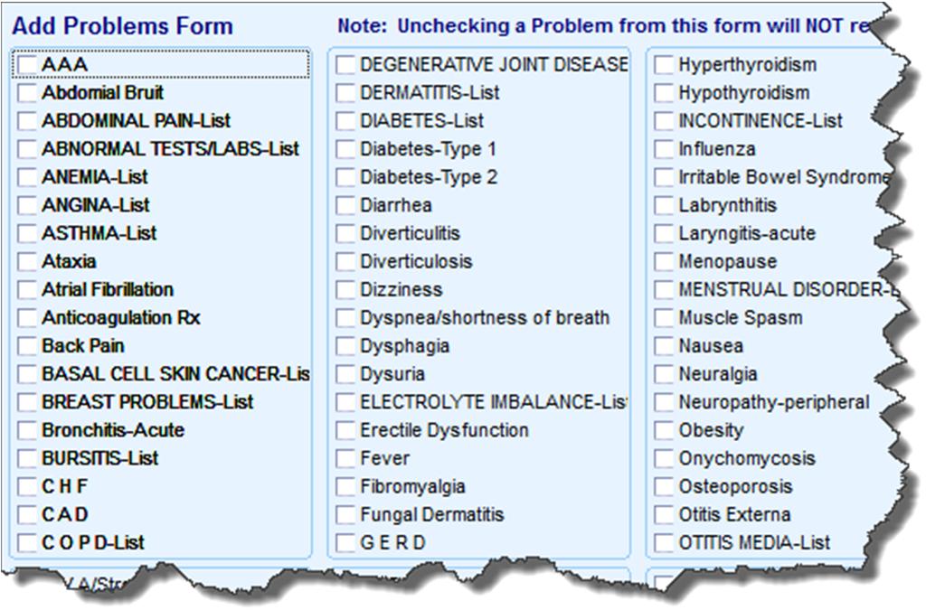 ICD-9 and ICD-10 Codes in forms When an ICD-9 code is selected from a CCC form, the corresponding base code will also be displayed in Problems For custom content built to select a specific ICD-9