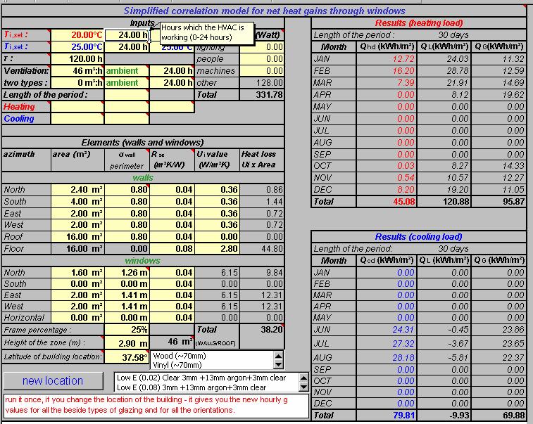 Simplified model This is the main sheet of the software. All the required inputs and the results are part of the main sheet.