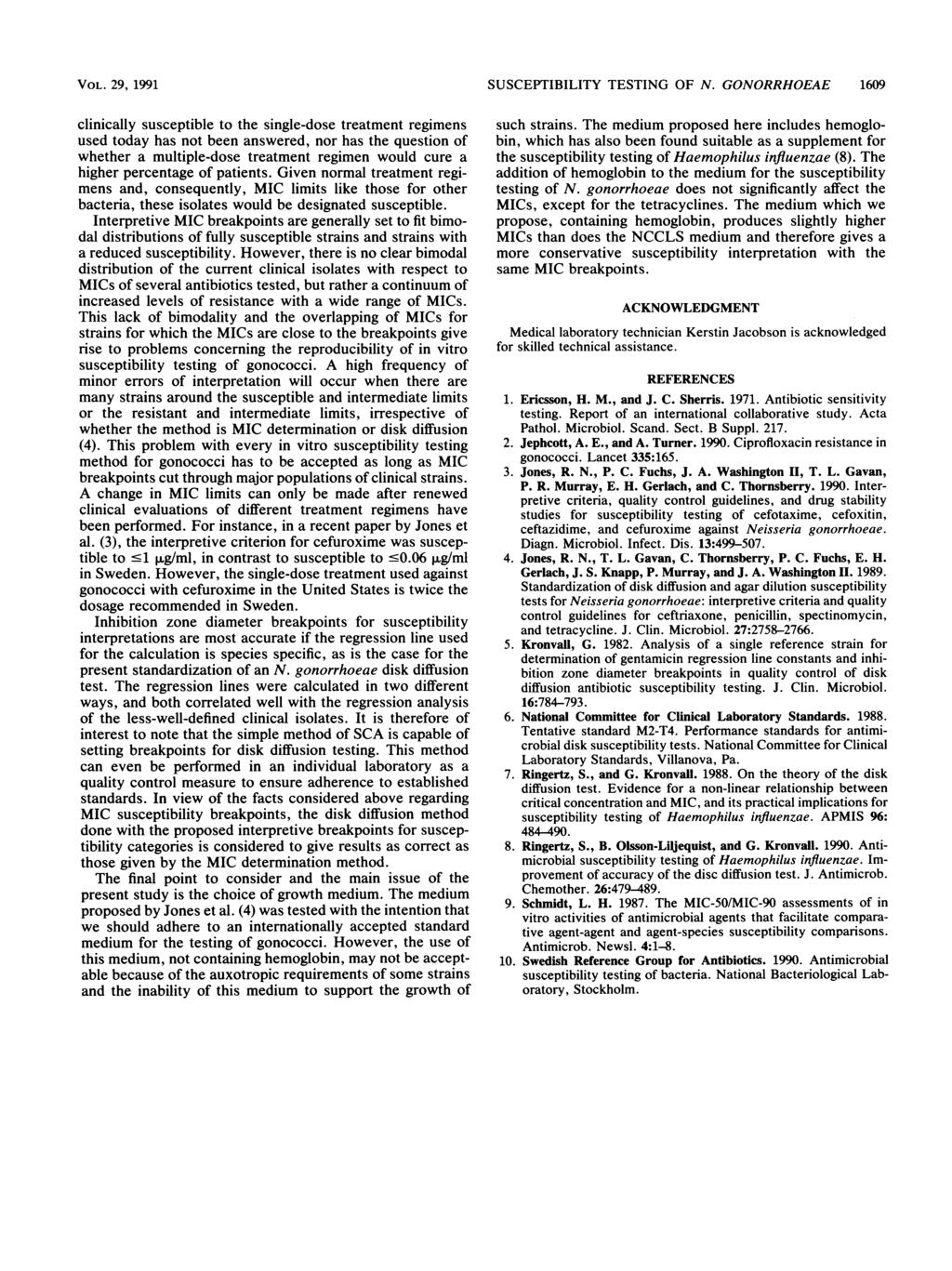 VOL. 29, 1991 clinically susceptible to the single-dose treatment regimens used today has not been answered, nor has the question of whether a multiple-dose treatment regimen would cure a higher