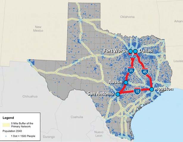 Texas Triangle Challenges Texas Triangle contains ¾ of Texas 28 million population growing to 39 million people in 2045 Seven of top 25 national freight bottlenecks Eleven of