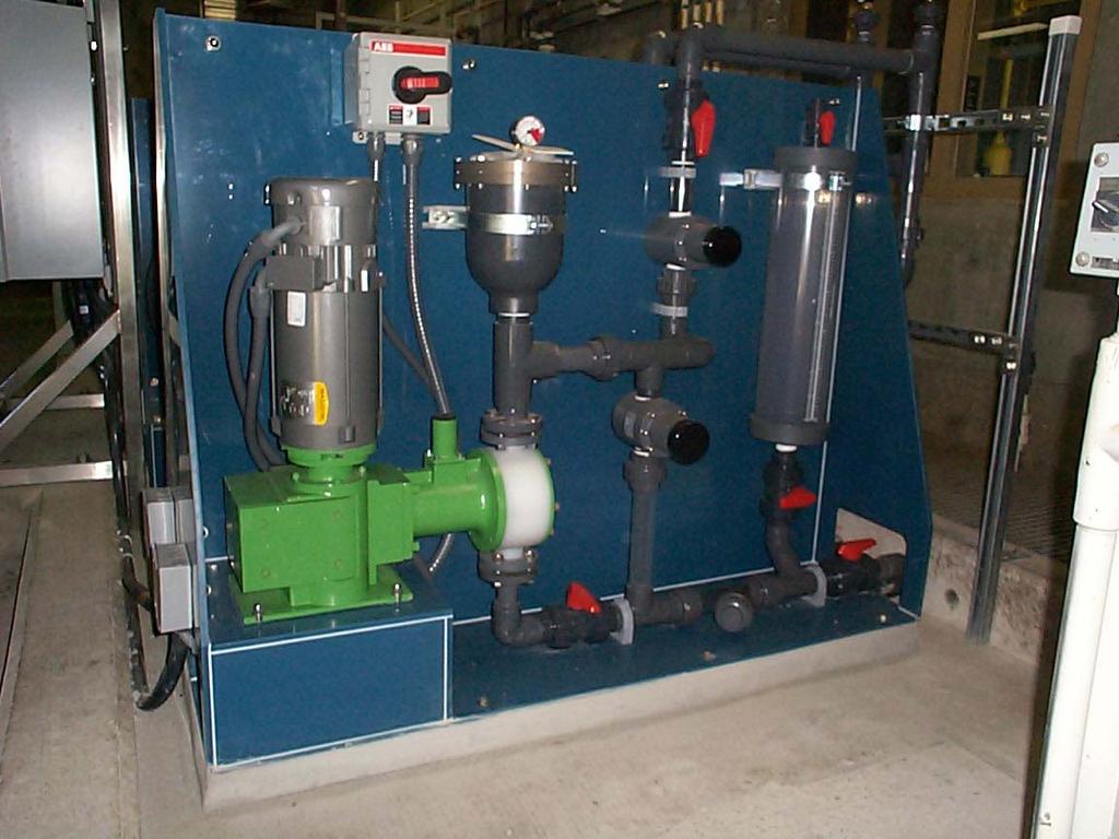 Metering pumps are mounted on Skids