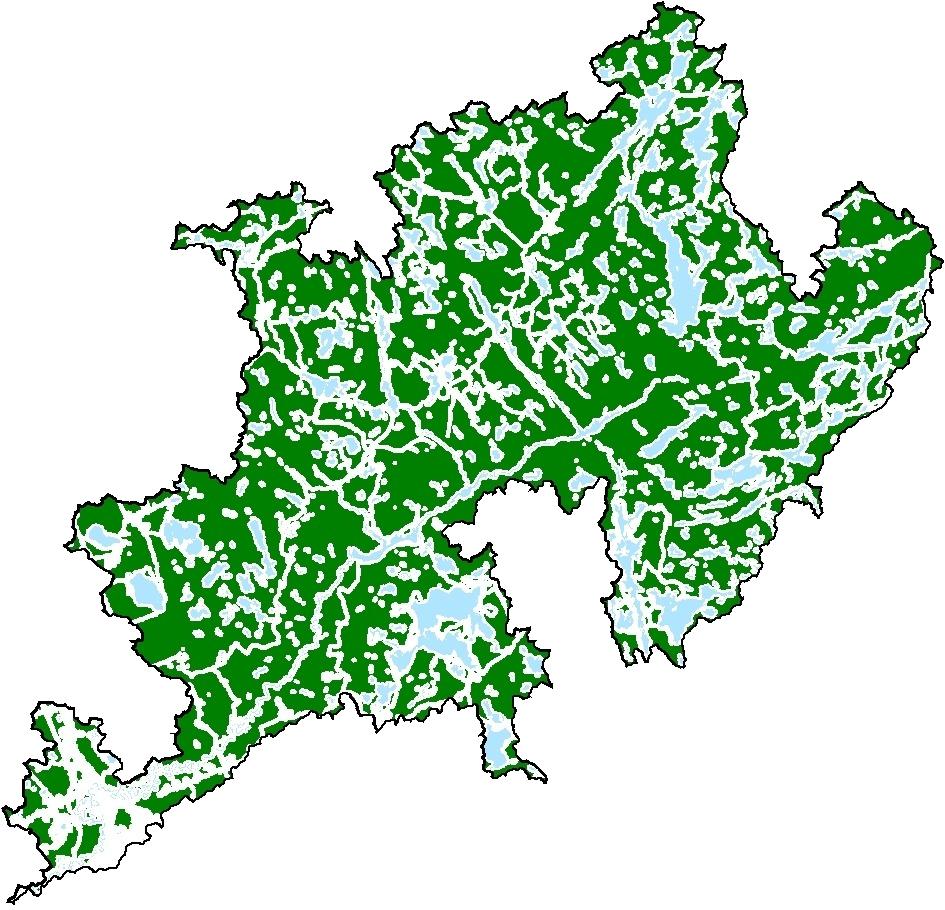 Land: 98% of the Big East River Subwatershed is natural habitat. The subwatershed is relatively large and is dominated by the river itself with several small lakes distributed throughout.