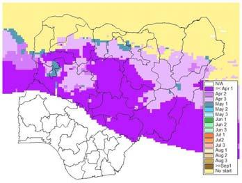 In central and northern Nigeria, the season began with light to moderate rains in April and May, respectively.