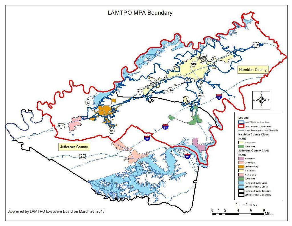Figure 1 LAMTPO Planning Area Boundary 1.2.2 Transportation Infrastructure As illustrated previously in Figure 1, the Region is served by several State and Federal highways.