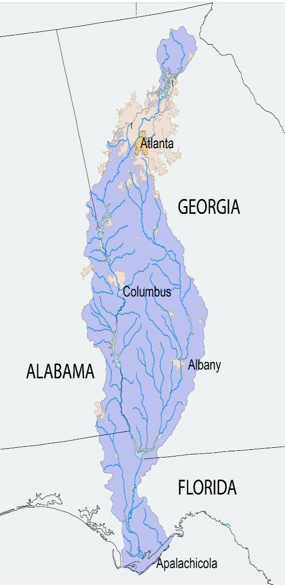 Apalachicola, Chattahoochee, Flint River Basin Long term conflict over water continues in the ACF Basin among Alabama, Florida, and Georgia (Supreme Court case: FL vs.