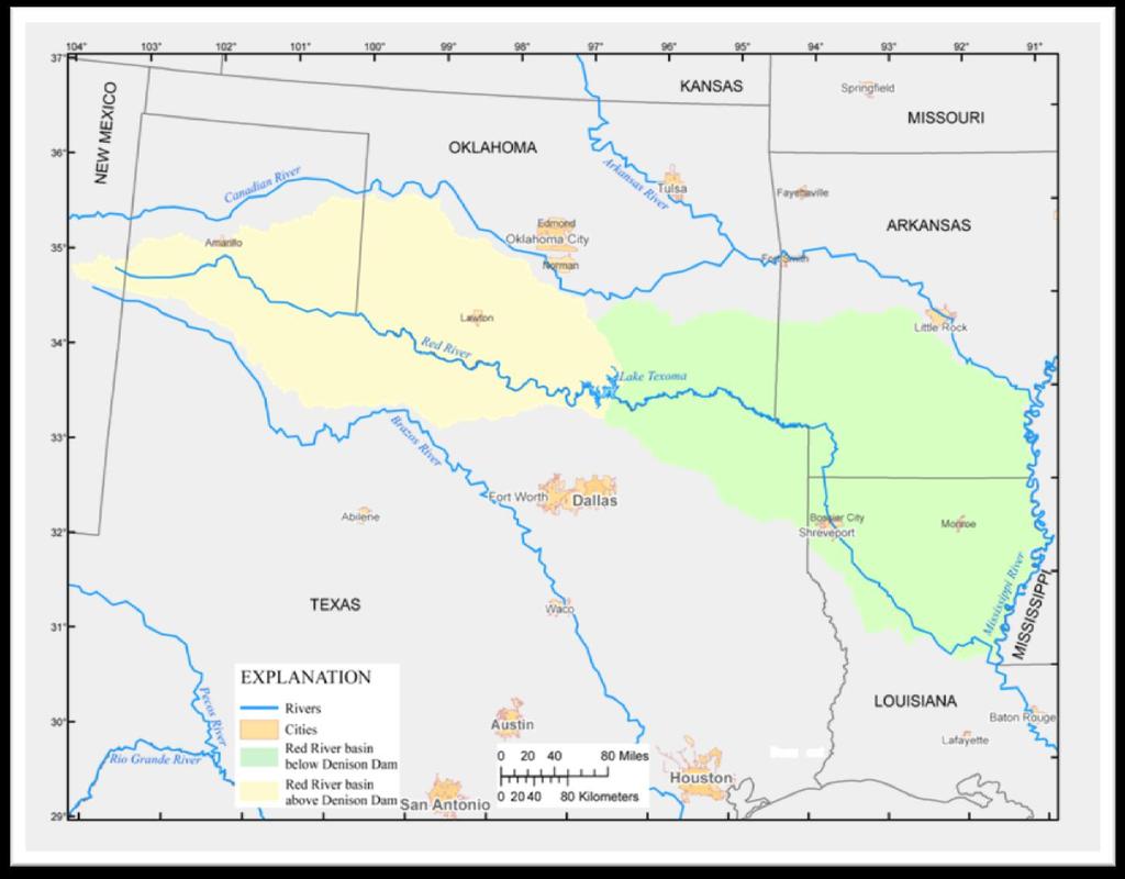 Red River (of the South): Increasing water demands (municipal, Ag.