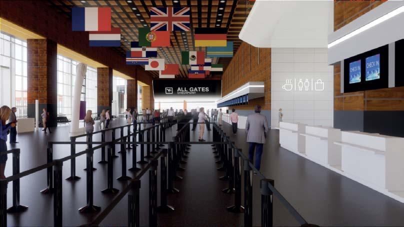 Screening Lanes (ASL) Great Space and 7 New Departure Lounges Additional Concessions and Airline Clubs Flex Gates to Accommodate Fleet Mix plus Flexibility for Domestic Flights 12 New Passenger