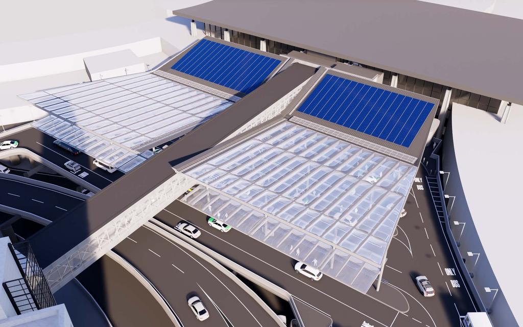 TERMINAL C CANOPY AND UPPER DECK Rooftop Photovoltaic System Currently pursuing third party funding for 165kWhr system Sized to power all new arrivals and departures roadways level