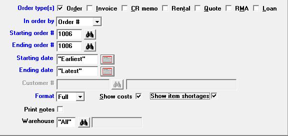 Order Entry New Over-committed Indicator on the Edit List Orders > Edit list When there is a shortage for an item there is now an option to print an indicator on the edit list.