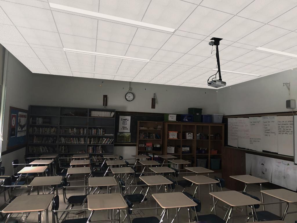 Classroom with new ceiling but no
