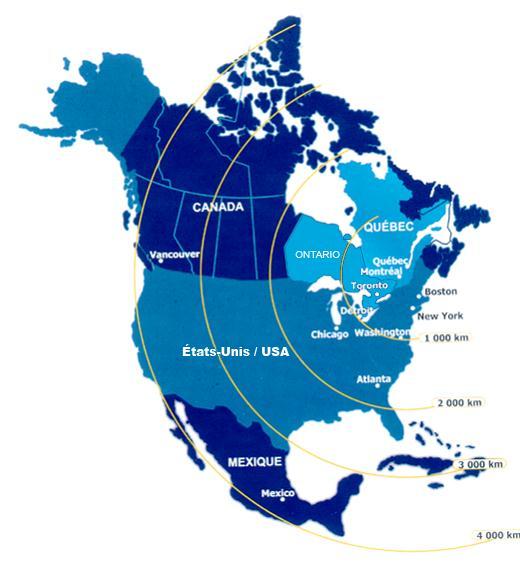 Continental Gateway and Trade Corridor economic heartland: Ontario and Quebec have a fully integrated transportation system, providing a net competitive advantage for Canada-U.S.