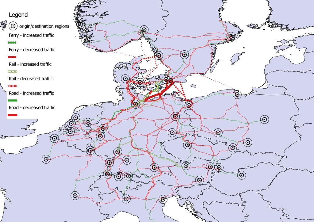 3.1 Impact of FBFL on trans-baltic transport chains From a bird s view, the most important changes induced by the introduction of the Fehmarnbelt Fixed Link are the shift of rail traffic from the