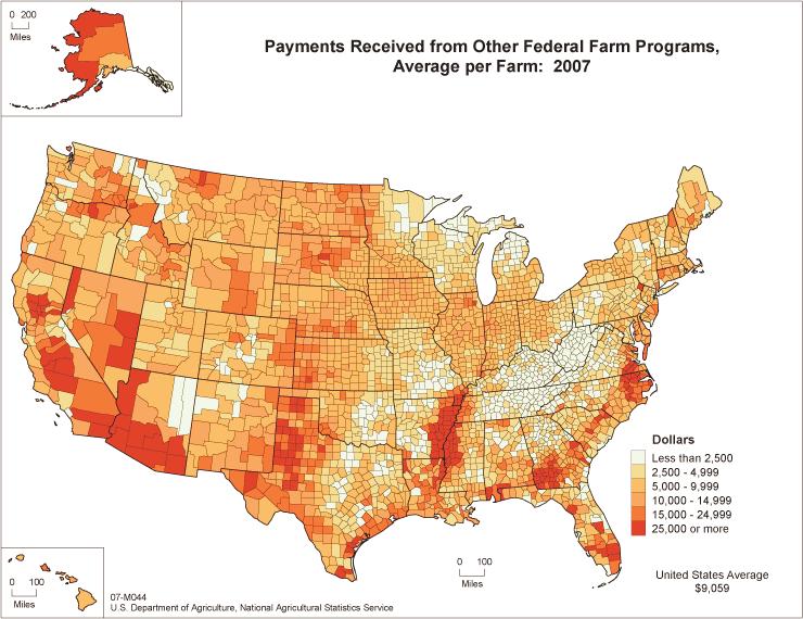 Figure 4. Percent of Farms Receiving Government Payments Source: USDA-NASS, 2007 Census of Agriculture, Map 07-M040. Figure 5.
