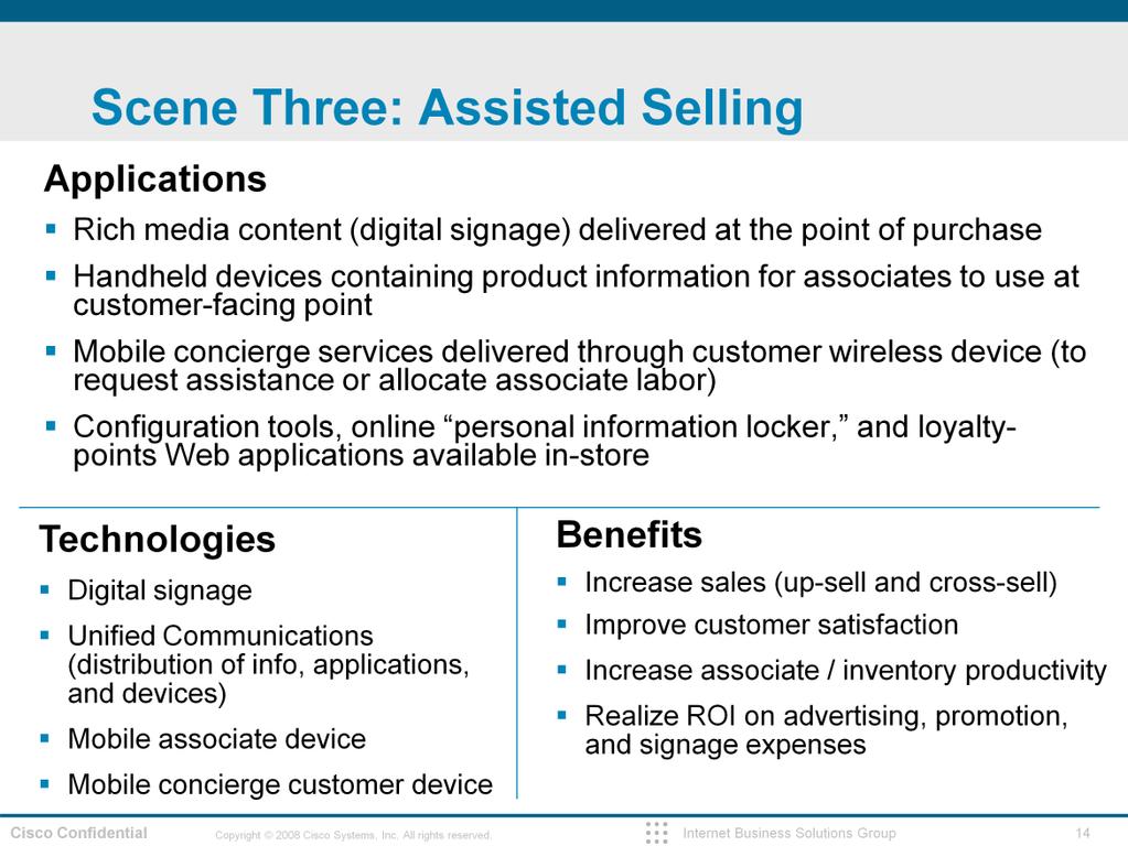 In Scene Three Tech City uses wireless technologies and mobile tools to bring personalized service to the customer at the point of purchase.