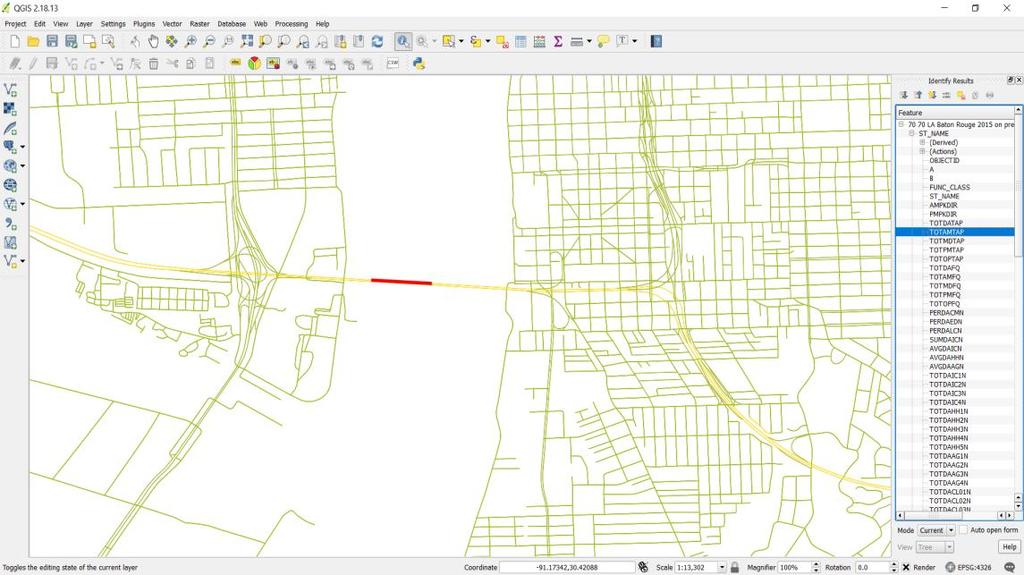 Figure 12. Link-based data extraction from the Streetlytics GIS files. Since the Streetlytics data were available only for through movements in an aggregated form during the entire 3-hour A.M.