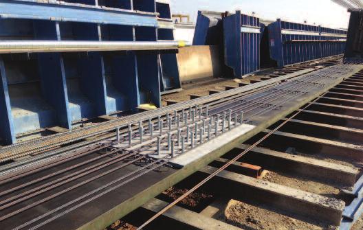 The typical TxDOT82s were cast with seven and ten foot long girder end blocks. Embed and Bearing Plates In addition to formwork, Hamilton Form fabricated the bearing and embed plates for the project.