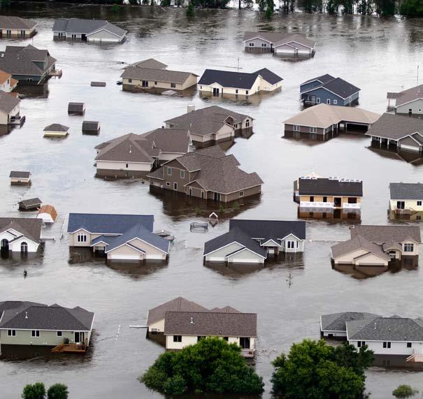 Homes destroyed by flooding Sediment deposits form the Mississippi River Delta at the Gulf of Mexico.