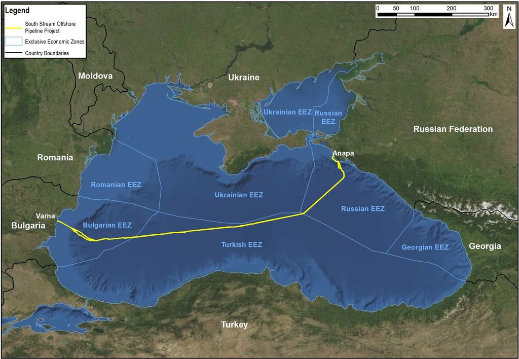 Chapter 1 Introduction The South Stream Offshore Pipeline will comprise four adjacent pipelines extending approximately 931 kilometres (km) across the Black Sea from the Russian coast near Anapa,