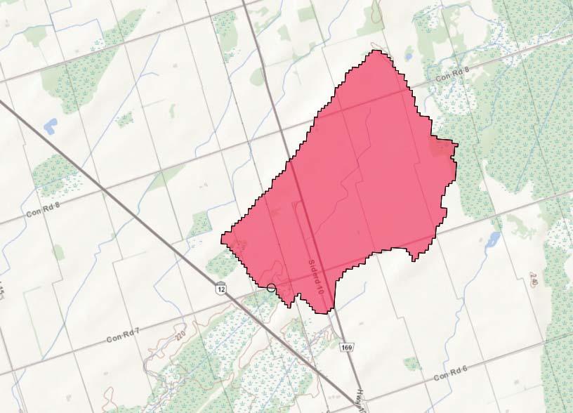 Figure : Drainage Area Schematic MINISTRY OF NATURAL RESOURCES AND FORESTRY Ontario Flow Assessment Tools Concession 7 Concrete Bridge Drainage Area Map