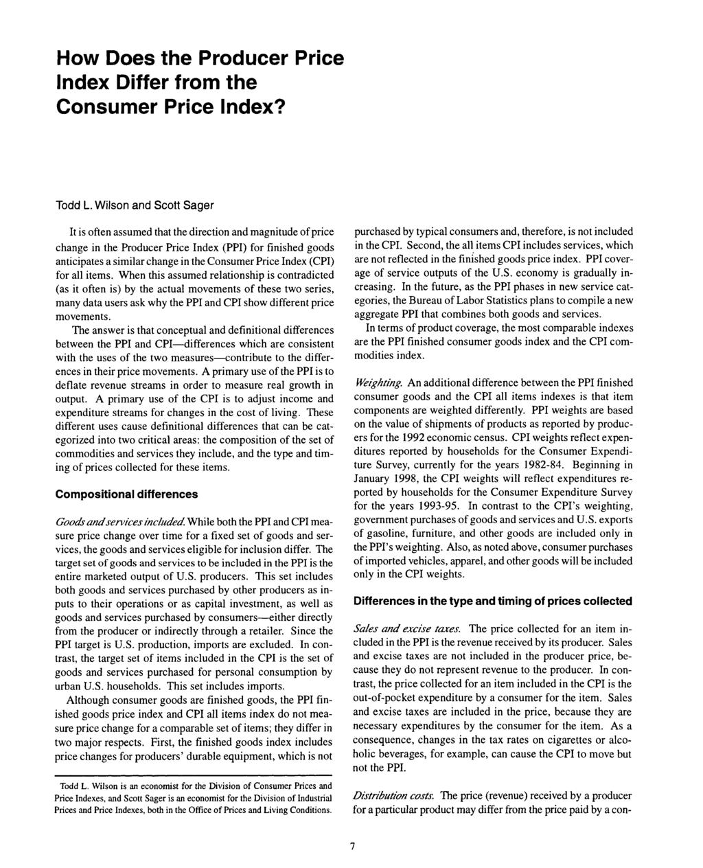 How Does the Producer Price Differ from the Consumer Price? Todd L.