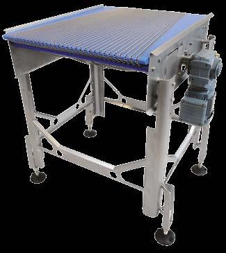 LADDER-FLEX CONVEYORS Specifications: Type of configuration: The standard design is a fan-type spreader or converger which positions product evenly on either side of the conveyor centreline.