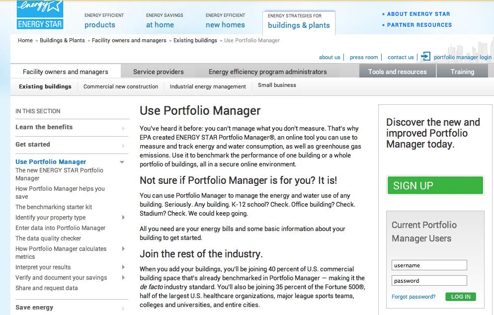 Benchmarking: Energy Star Portfolio Manager www.energystar.