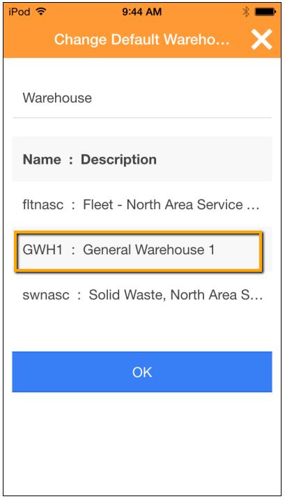 Tools Selecting a Default Warehouse A Default Warehouse can be set in 3 ways: (1) Upon initial logon, (2) from the home screen, and (3) from the settings menu. 1.