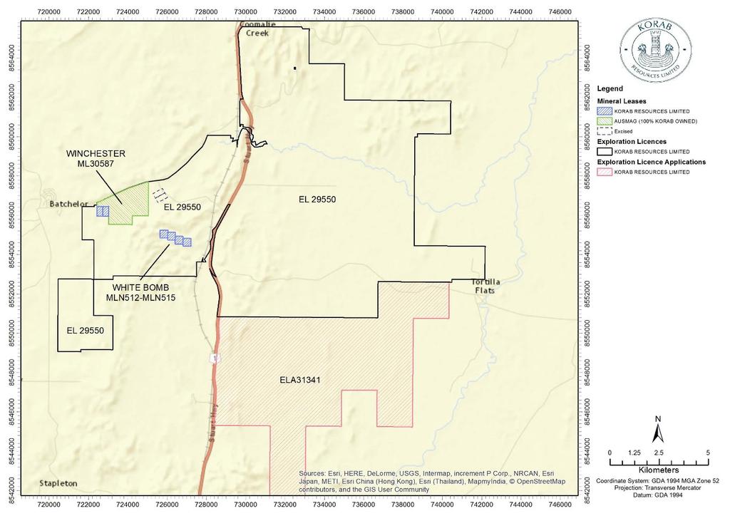 Batchelor polymetallic project Large 170km 2 exploration licence + 50km 2 exploration application Located near Batchelor with good road access Multiple