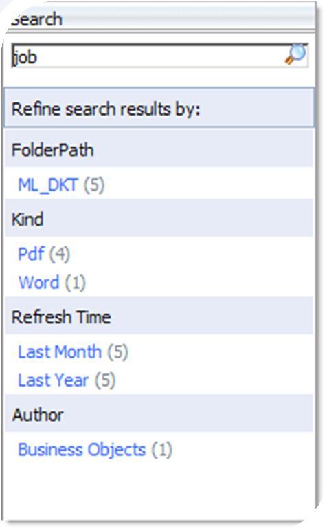 with BI launch pad Facetted navigation on search results